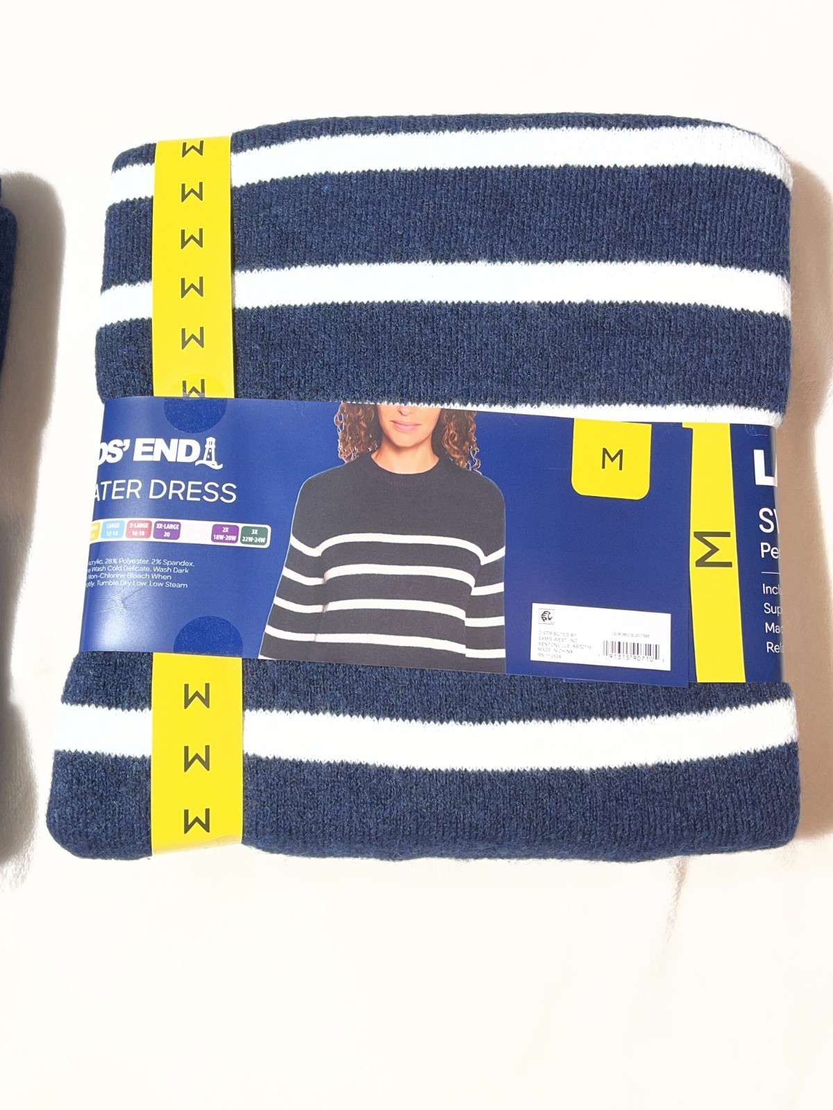 Lands’ End Women’s Sweater Dress Navy Stripe NWT Machine Washable Sizes M & 1X