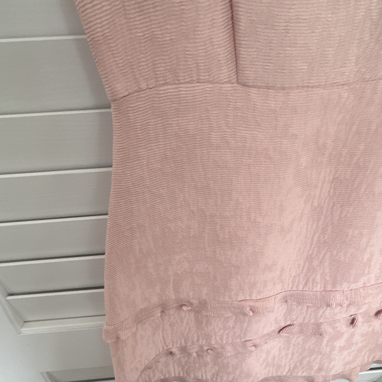 Sandro Paris Pink Ribbed Ruffle V-Neck Sleeveless Mini Dress