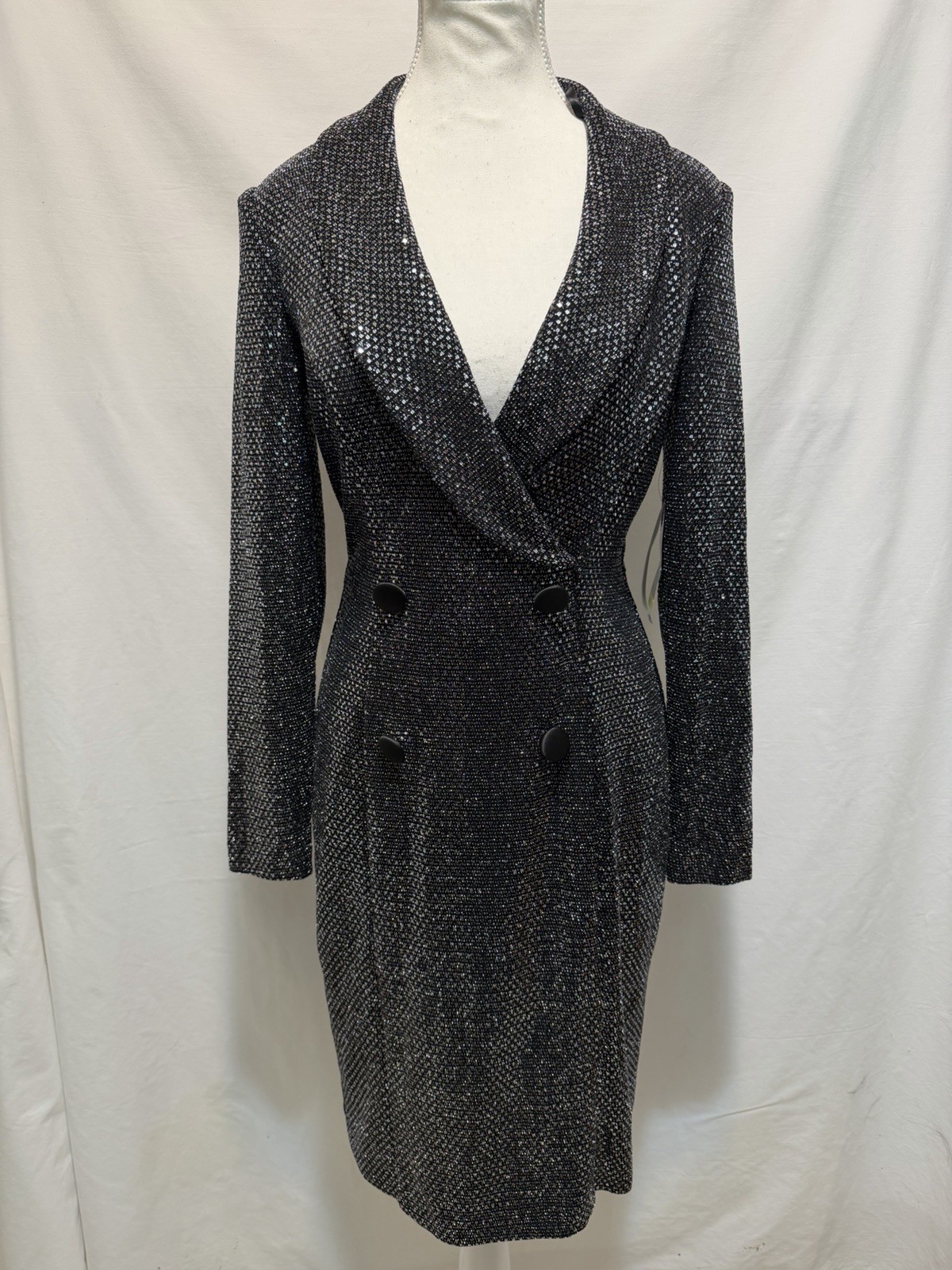 NWT Jessica Howard Women’s Metallic Tuxedo Dress Sz 6 Elegant Fitted Formal