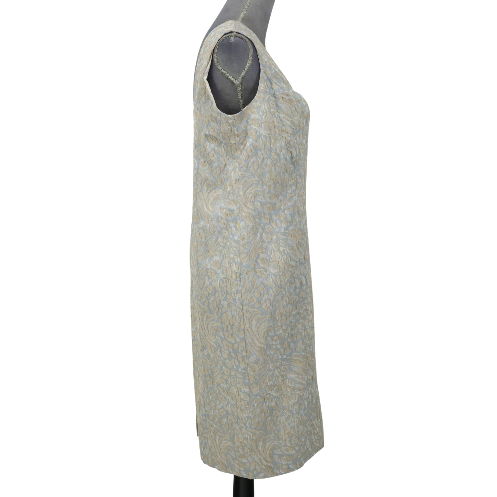 Craig Muller Dress Womens 10 Gray Beige Sheath Square Neck Silk Lined Party New