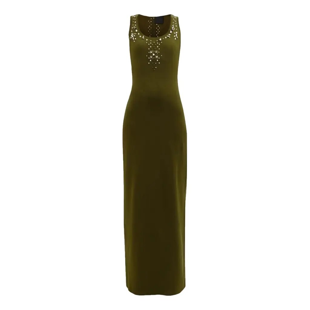 Givenchy Maxi Dress Stud-embellished Knit Bottle Green Size Medium $3275 NWT