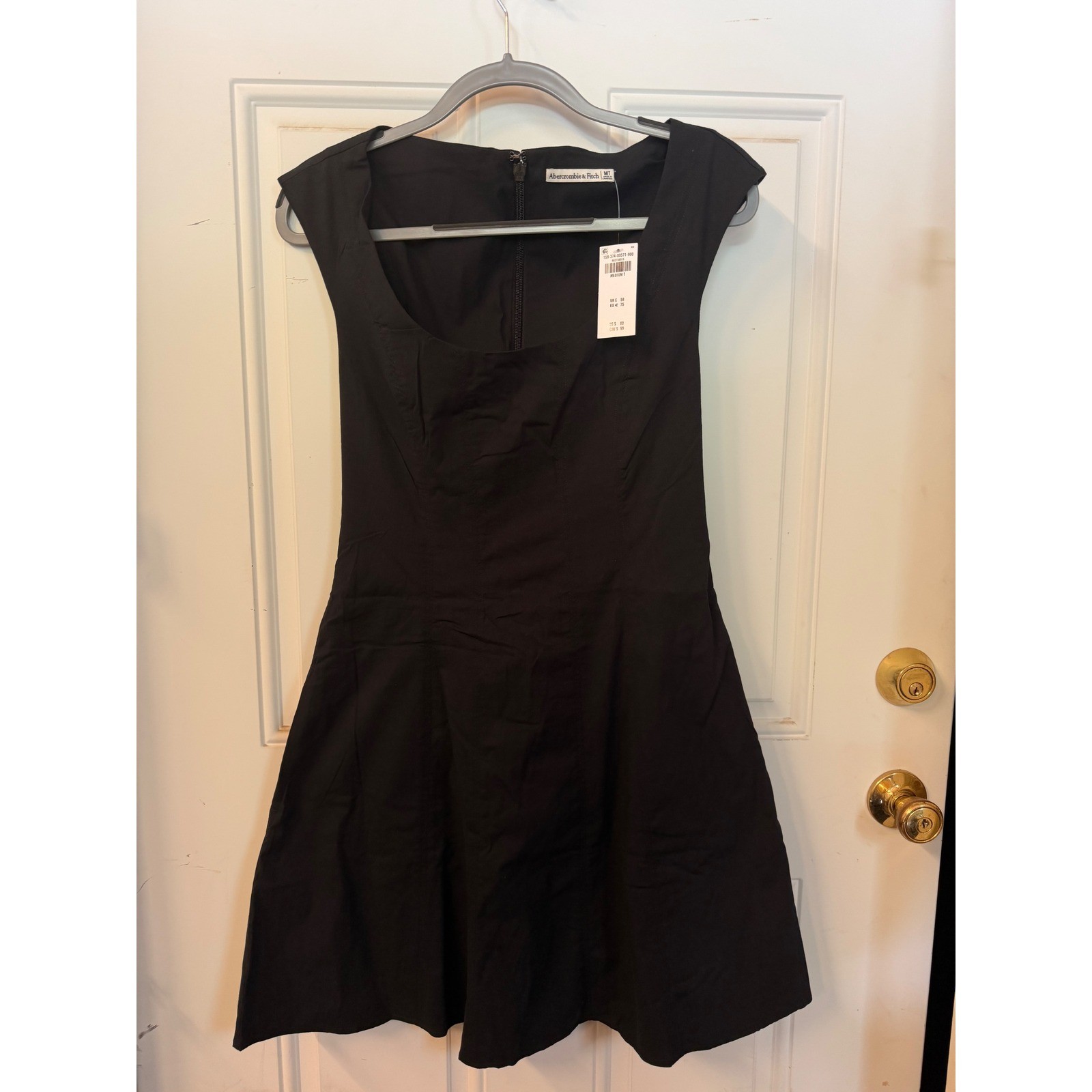 Abercrombie & Fitch Emerson Poplin Mini Dress Black Square Neck Size Medium Tall