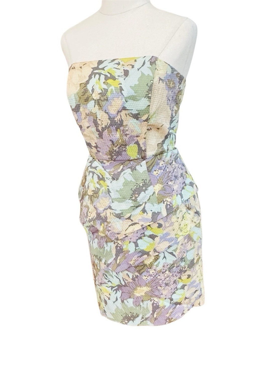Zimmermann Strapless Peplum Dress Size AU/UK 1 US 00 Mini Pastel Floral Silk