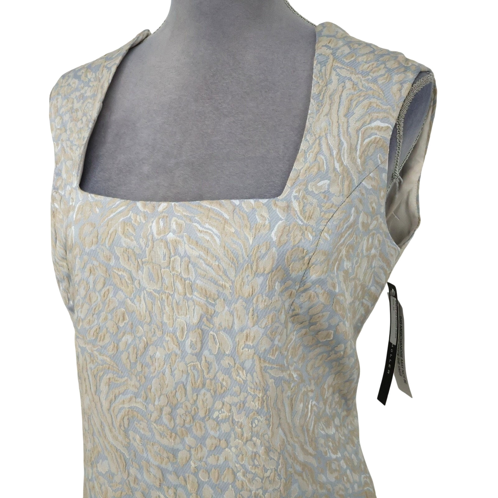 Craig Muller Dress Womens 10 Gray Beige Sheath Square Neck Silk Lined Party New