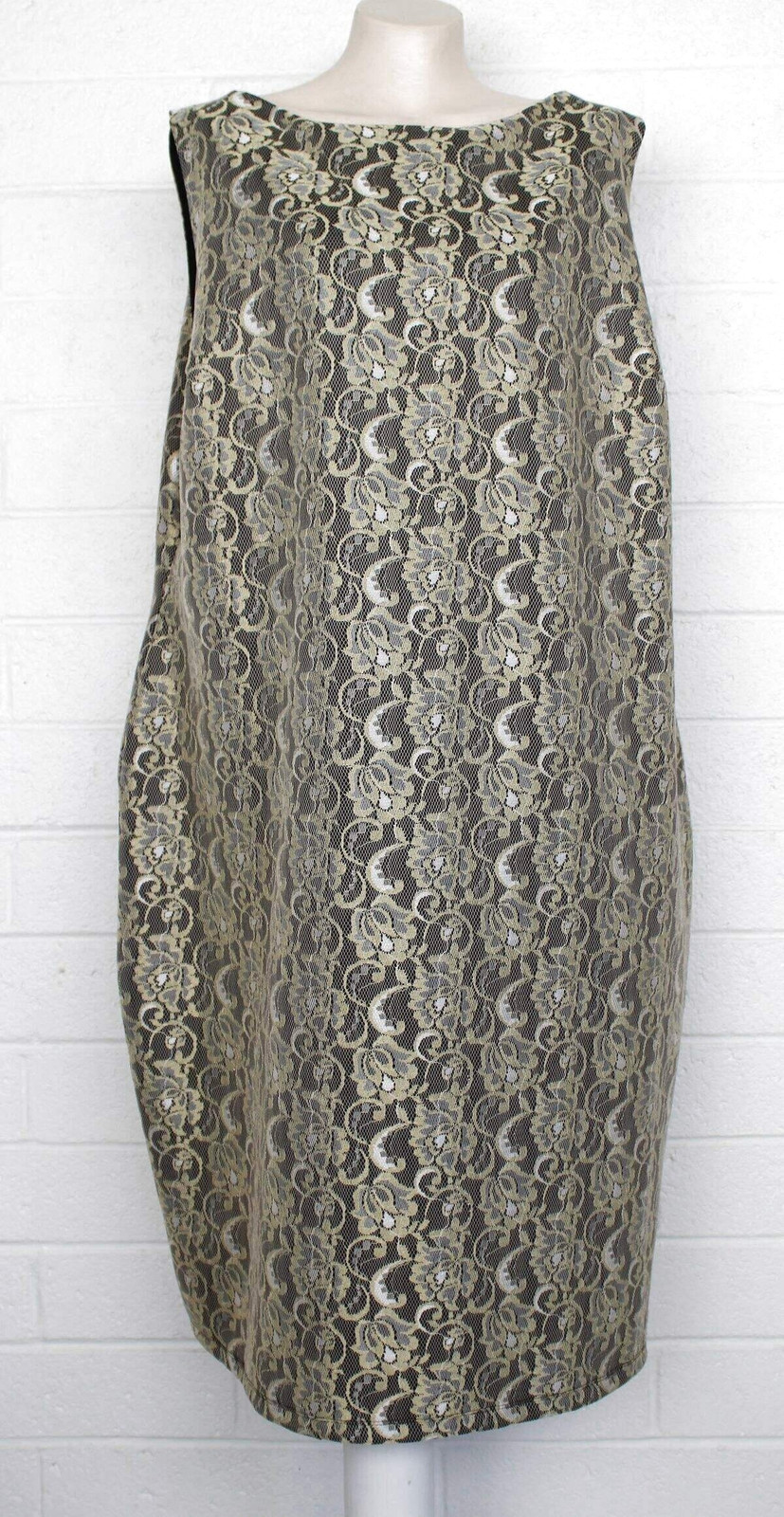 Joanna Hope US 22 UK 26 Silver Metallic Overlay Lined Sheath Party Event Dress