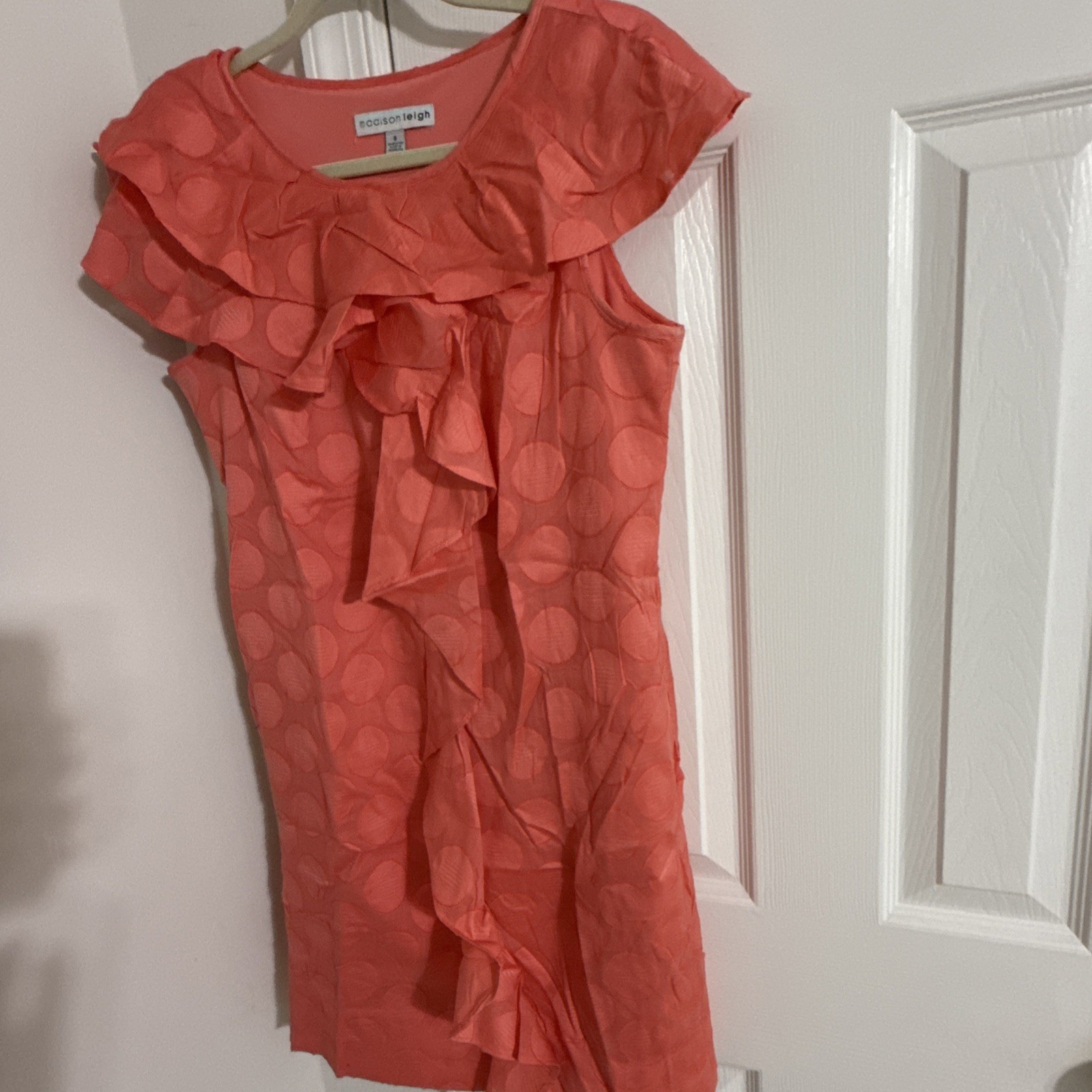 Madison Mathews Women’s Dress Salmon Sleeveless 100% Cotton Size 8