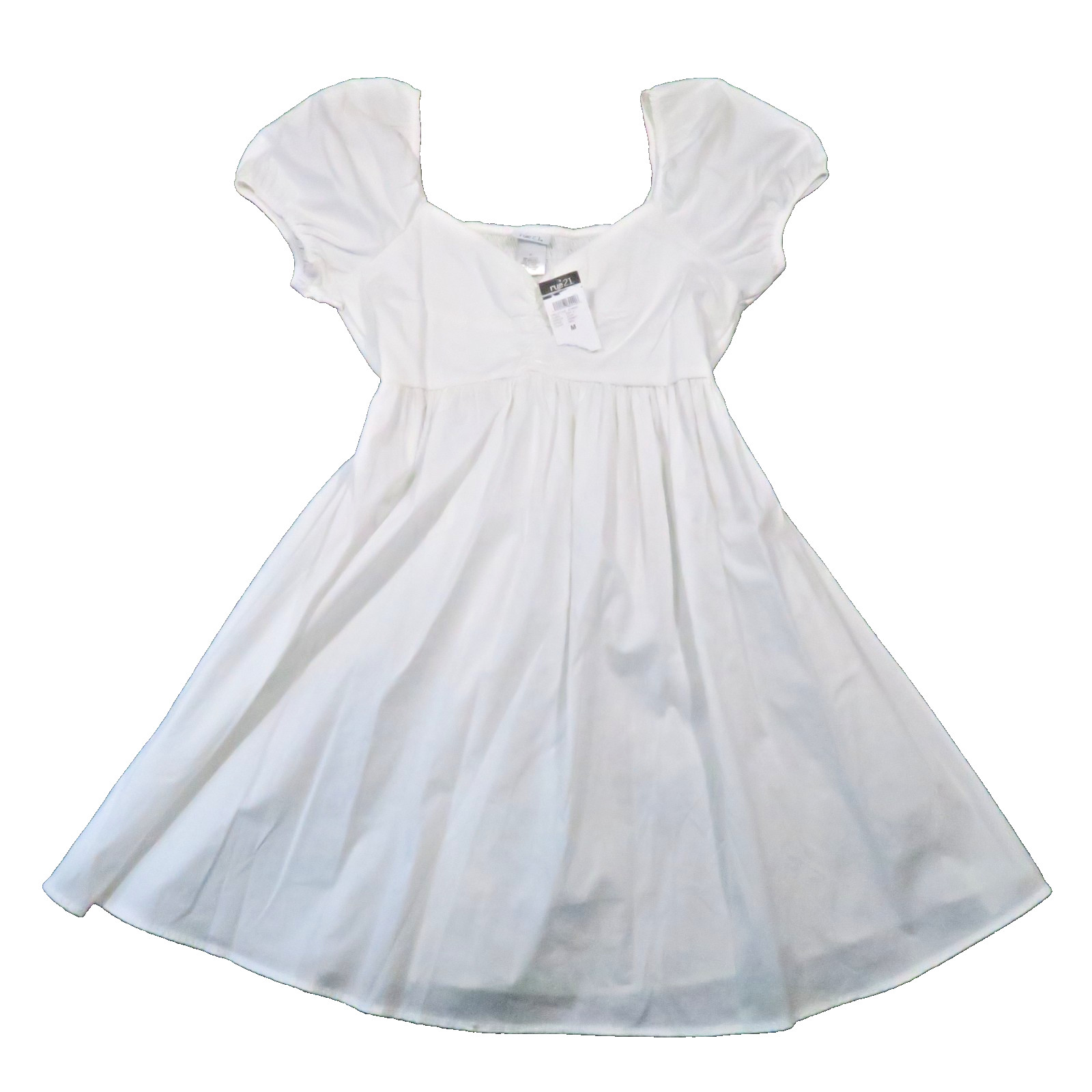 Rue21 Babydoll Mini Dress M White Puff Sleeve Summer Cottage Boho Prairie New
