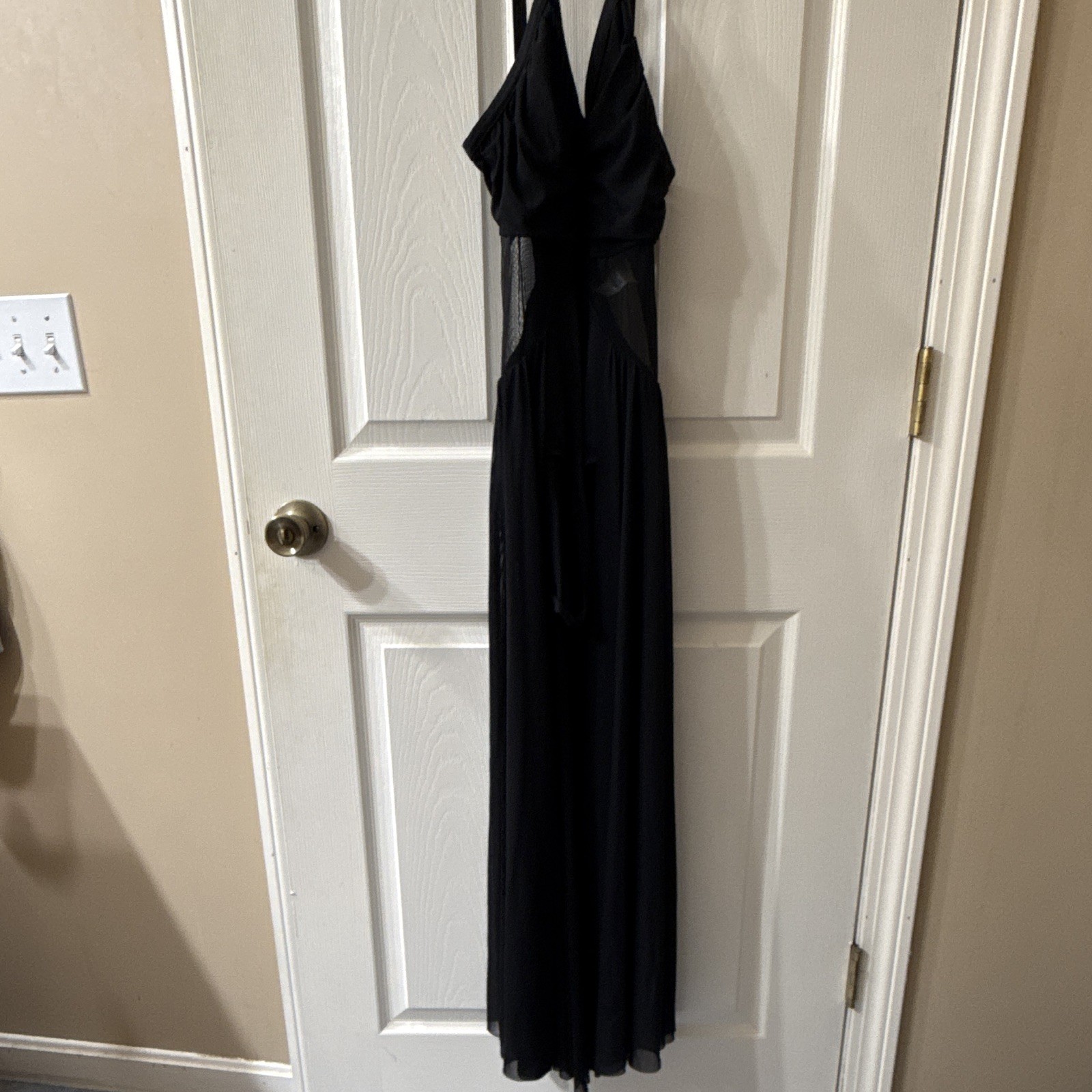 Windsor Black Sleeveless V-Neck Sheer Chiffon Maxi Dress SA D10470