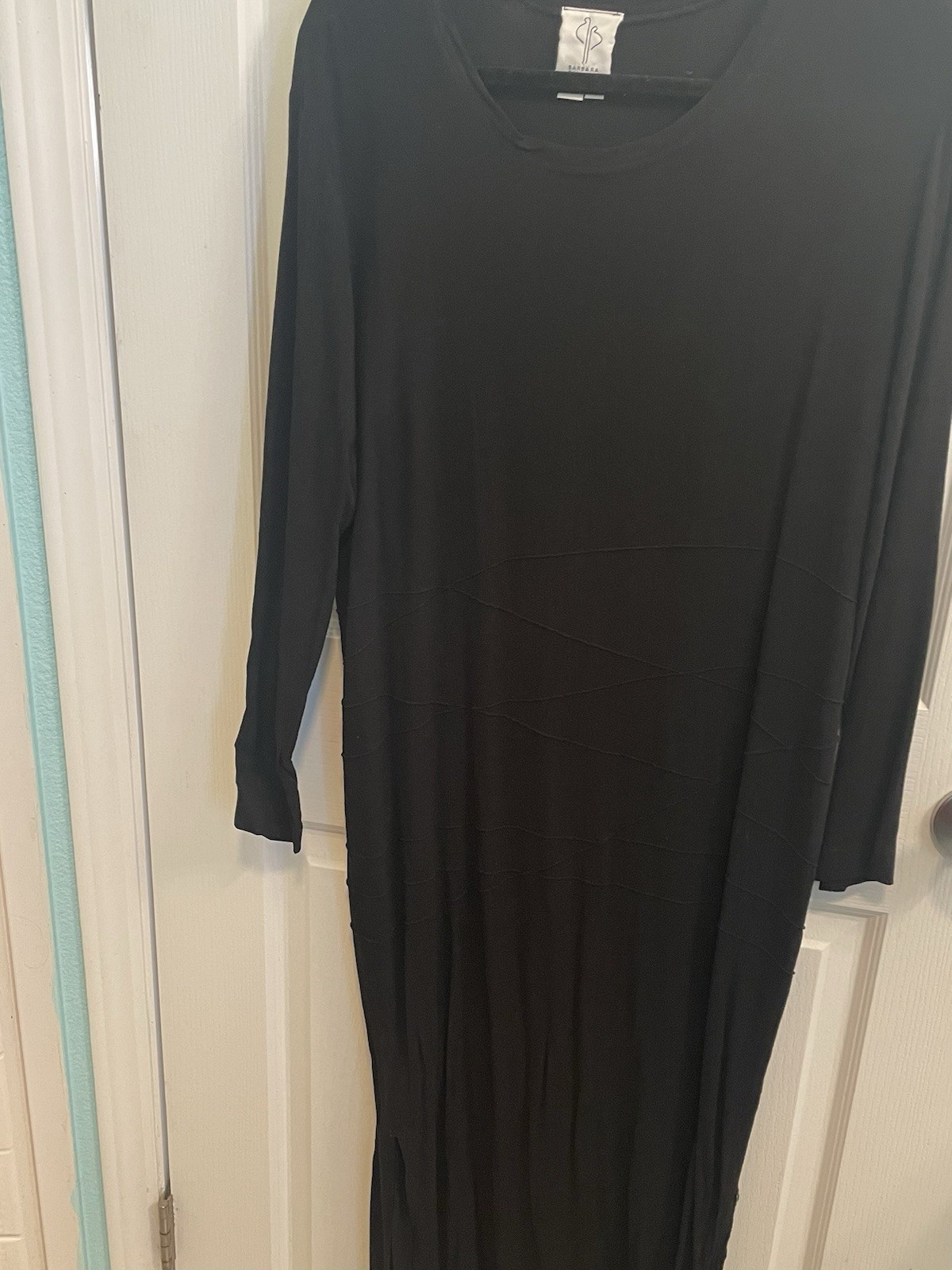 Barbara Balluffi Black Long Sleeve Round Neck Maxi Dress M Dry Clean Only