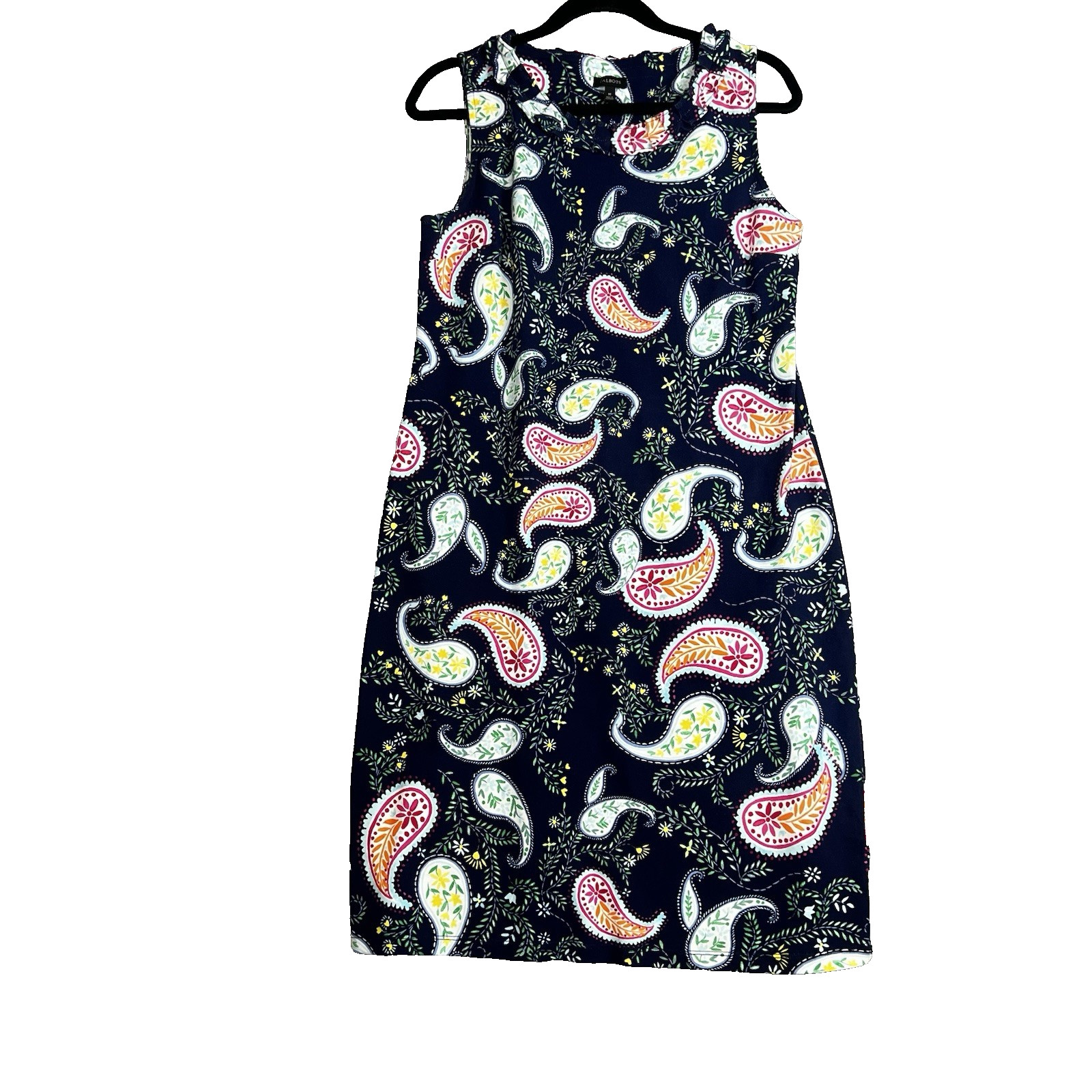 Talbots Womens Dress Size M Paisley Print Jersey Shift Sleeveless Maximalist