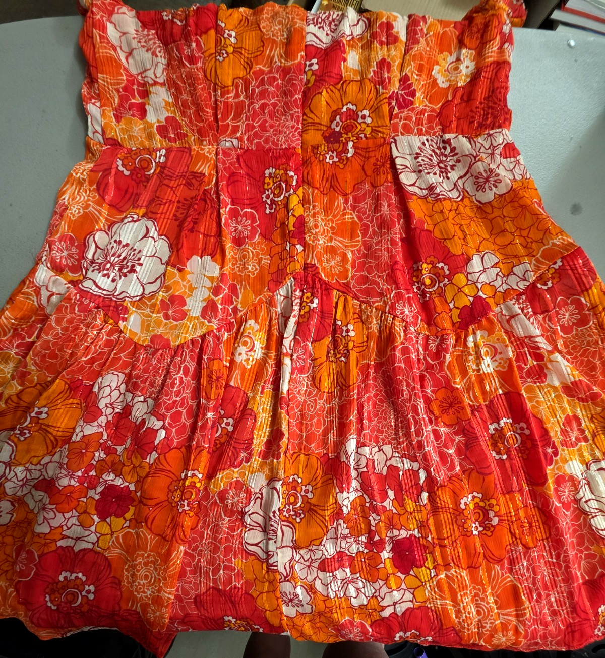 Taylor Floral Babydoll Tiered Shiny size 10 Whimsical Dress