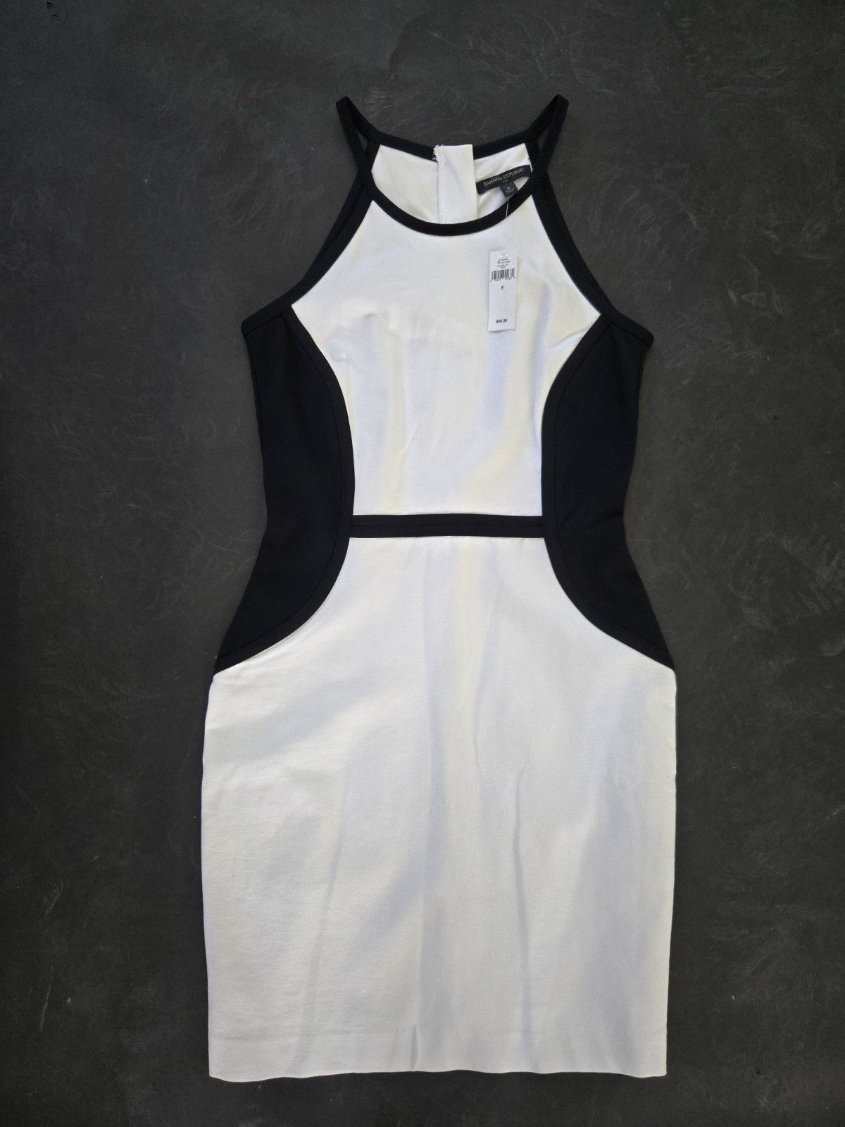 Banana Republic Dress Womens Size 6 Black White Strap Tank Pencil Skirt