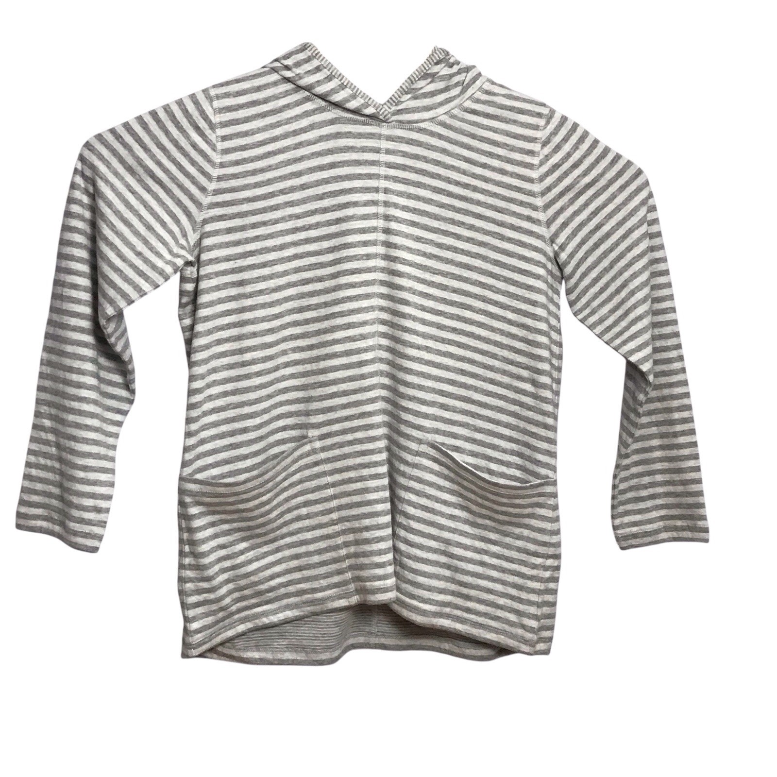 J Jill Soft 100% Cotton Hooded Stripe Hoodie Lightweight Sweatshirt Small