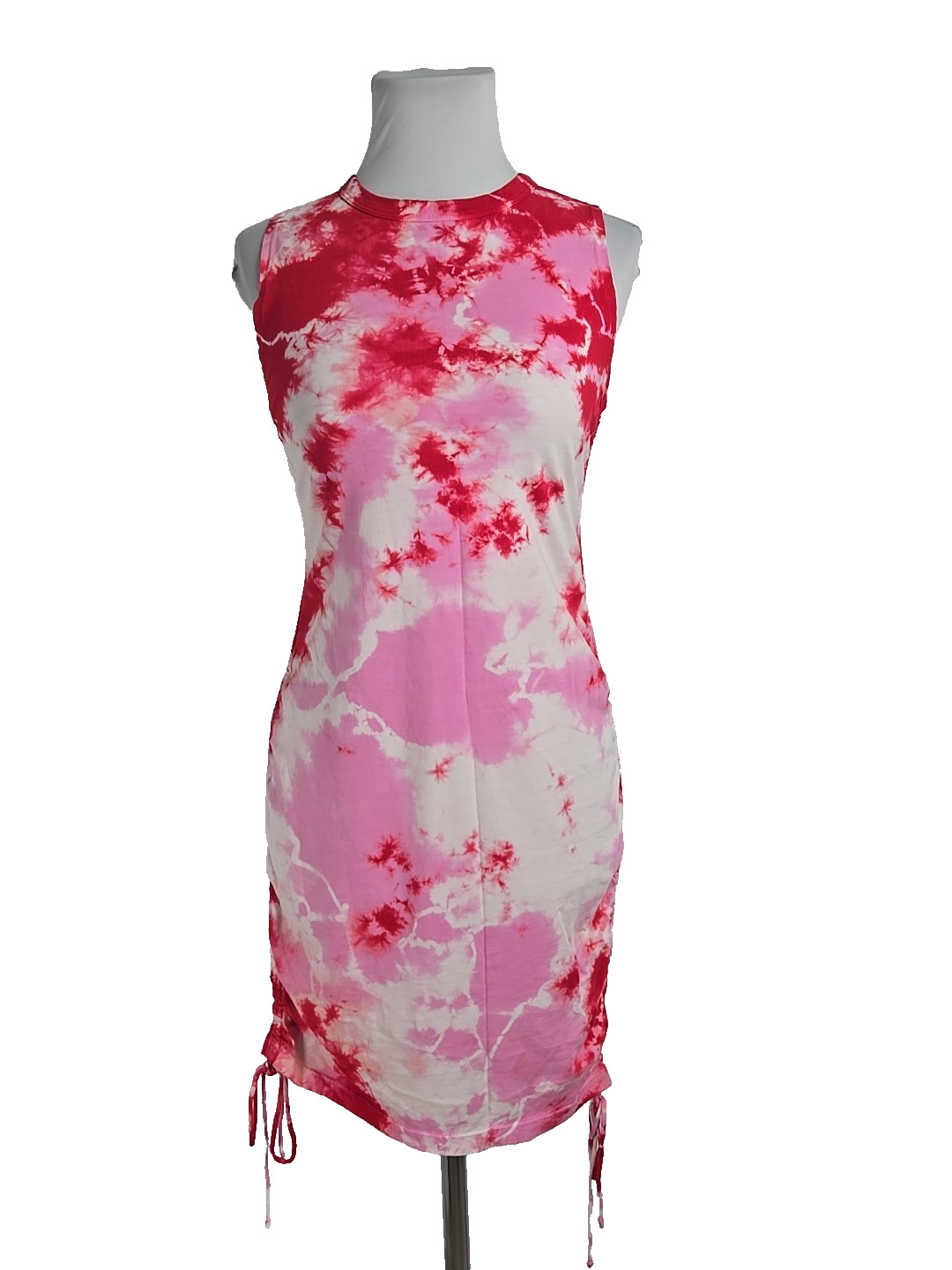 Cotton Citizens USA Red Pink Tie-dyed Sleeveless Crew Neck T-shirt Dress Small S