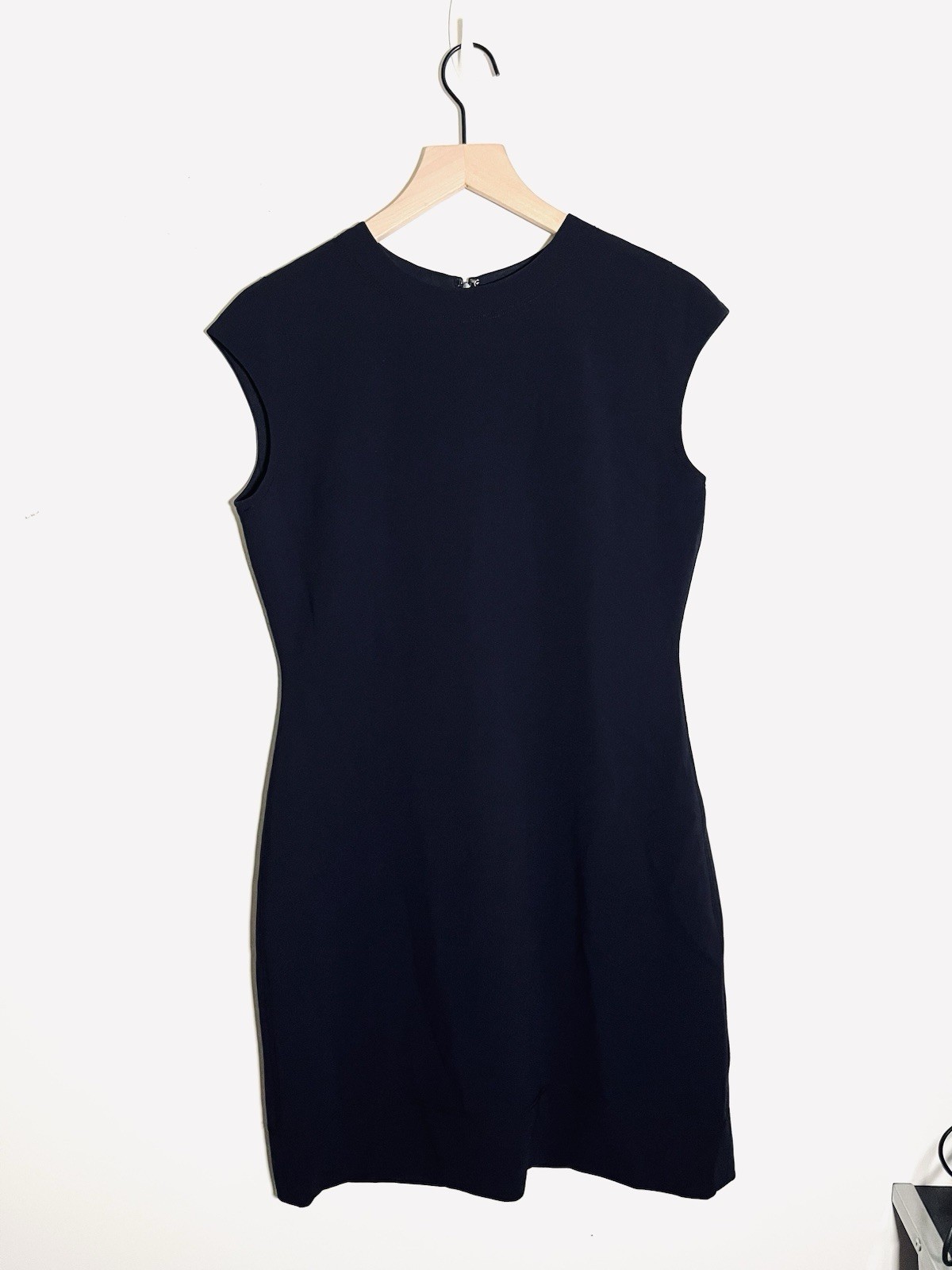 Theory Women’s Admiral Crepe Embroidered Shift Dress Navy Cap Sleeve Work Office