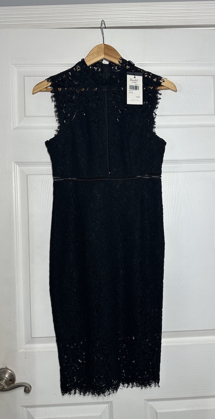 Bardot Lace Panel Midi Dress In Black Womens US Size 6 AUS/UK Size 10 NWT