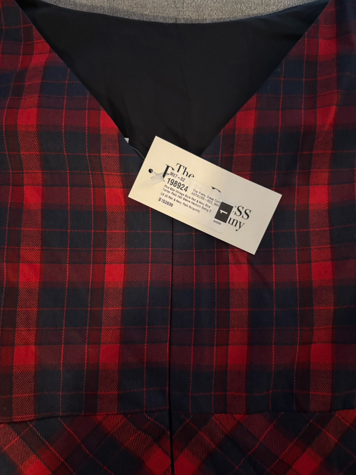 The Pretty Dress Co. Red/Black Plaid V-Neck Fit & Flare Short Dress US 18