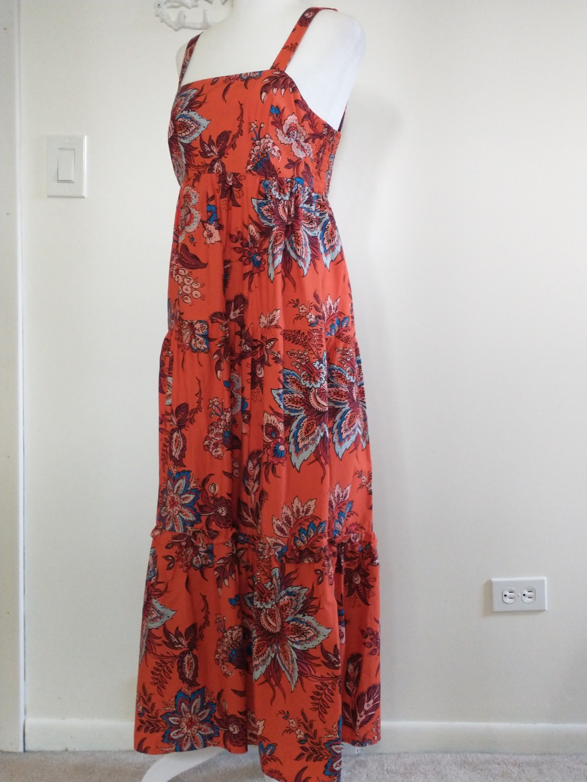 Rhode For Target Orange Boho Block Print Cotton Maxi Dress S