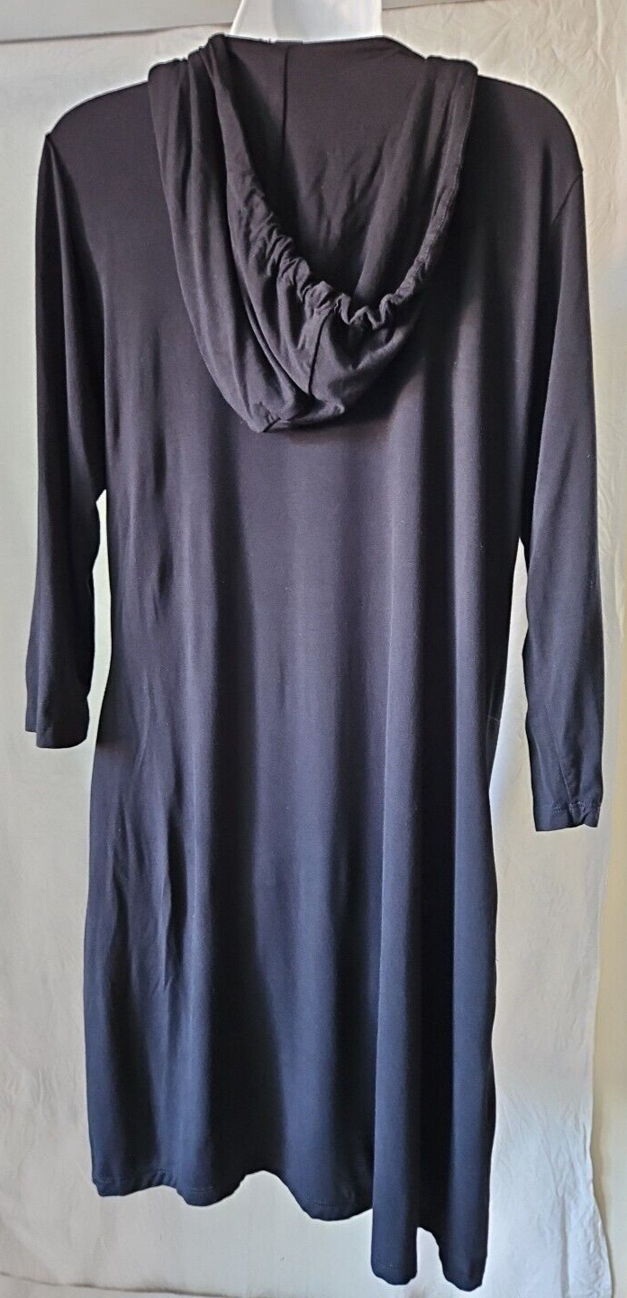Jones New York Cover Up Dress Sz S Black Lightweight Jersey Hooded Pockets Swim