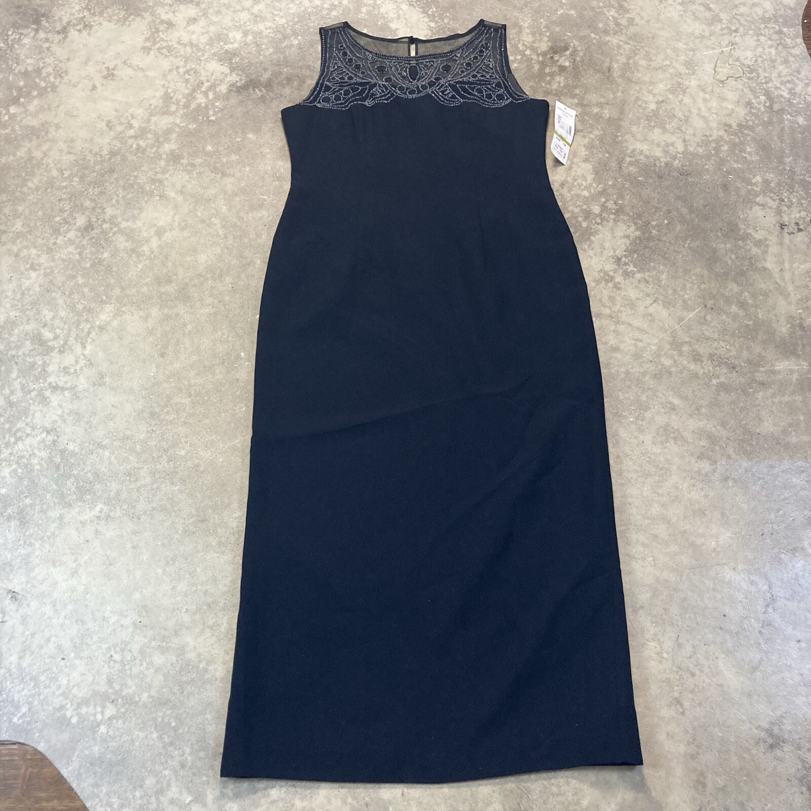 Positive Attitude Dress Womens 14 Black Sleeveless Beaded Embellished Sheer Top