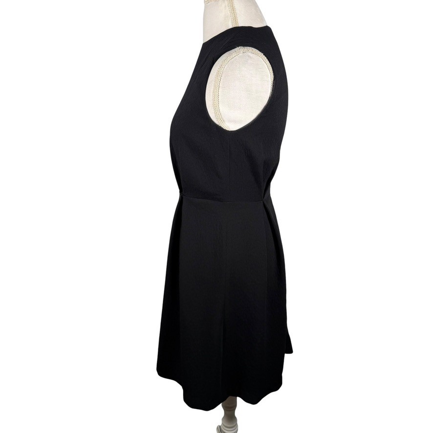 Zara Basic Black Sleeveless Dress Gold Metal Belt Minimalist Career Chic Size S