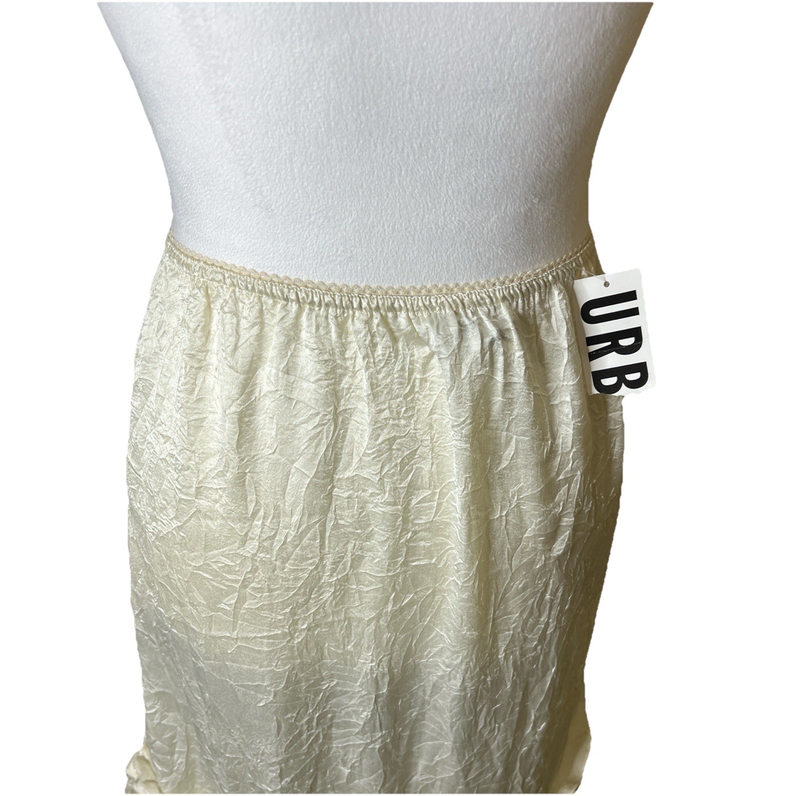 urban outfitters Women’s Lightweight Crinkled Fabric Midi Skirt Ruffles Slit S/p