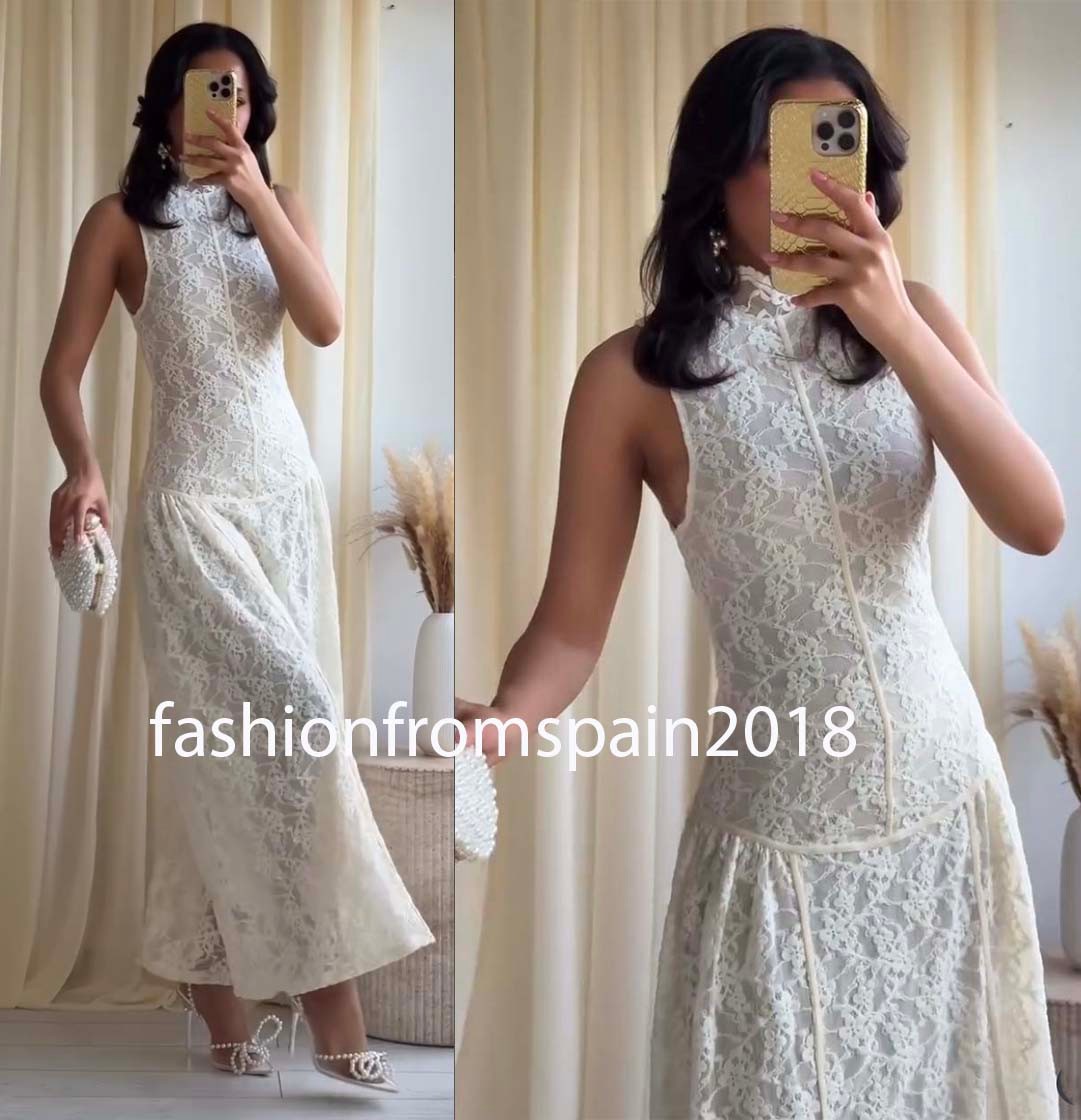 ZARA NEW WOMAN LONG LACE DRESS ECRU S,M,L 1067/152/712