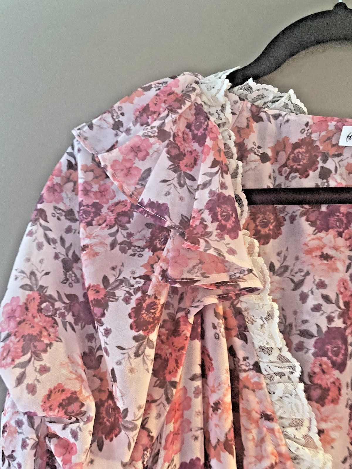 For Love & Lemons Evie Swing Mini Dress Pink Floral Tea Rose Ruched Lined Size M