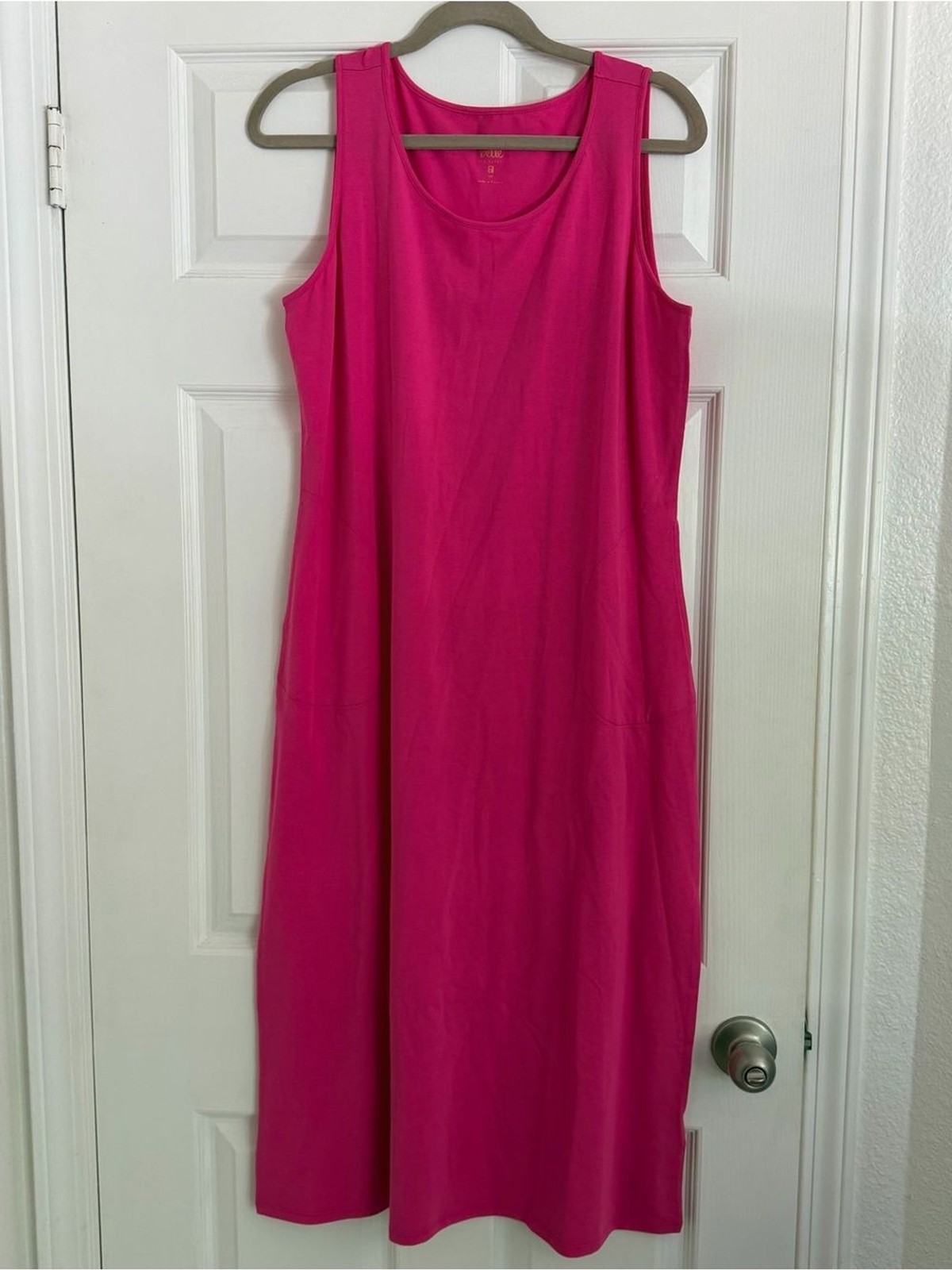 Belle by Kim Gravel Pink Sleeveless Midi Dress Pockets MP Medium Petite