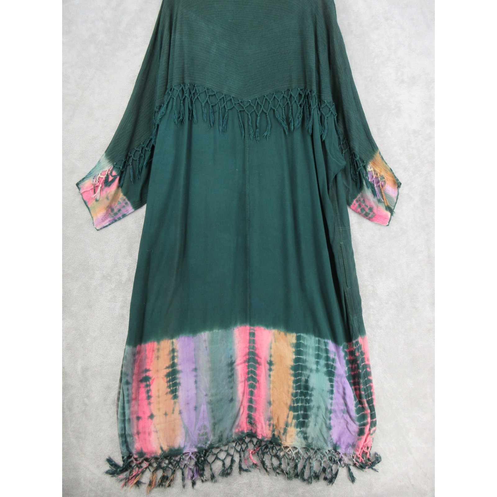 Vintage Raiment Fashions Dress Womens One Size Fringe Tie Dye Lagenlook Artsy