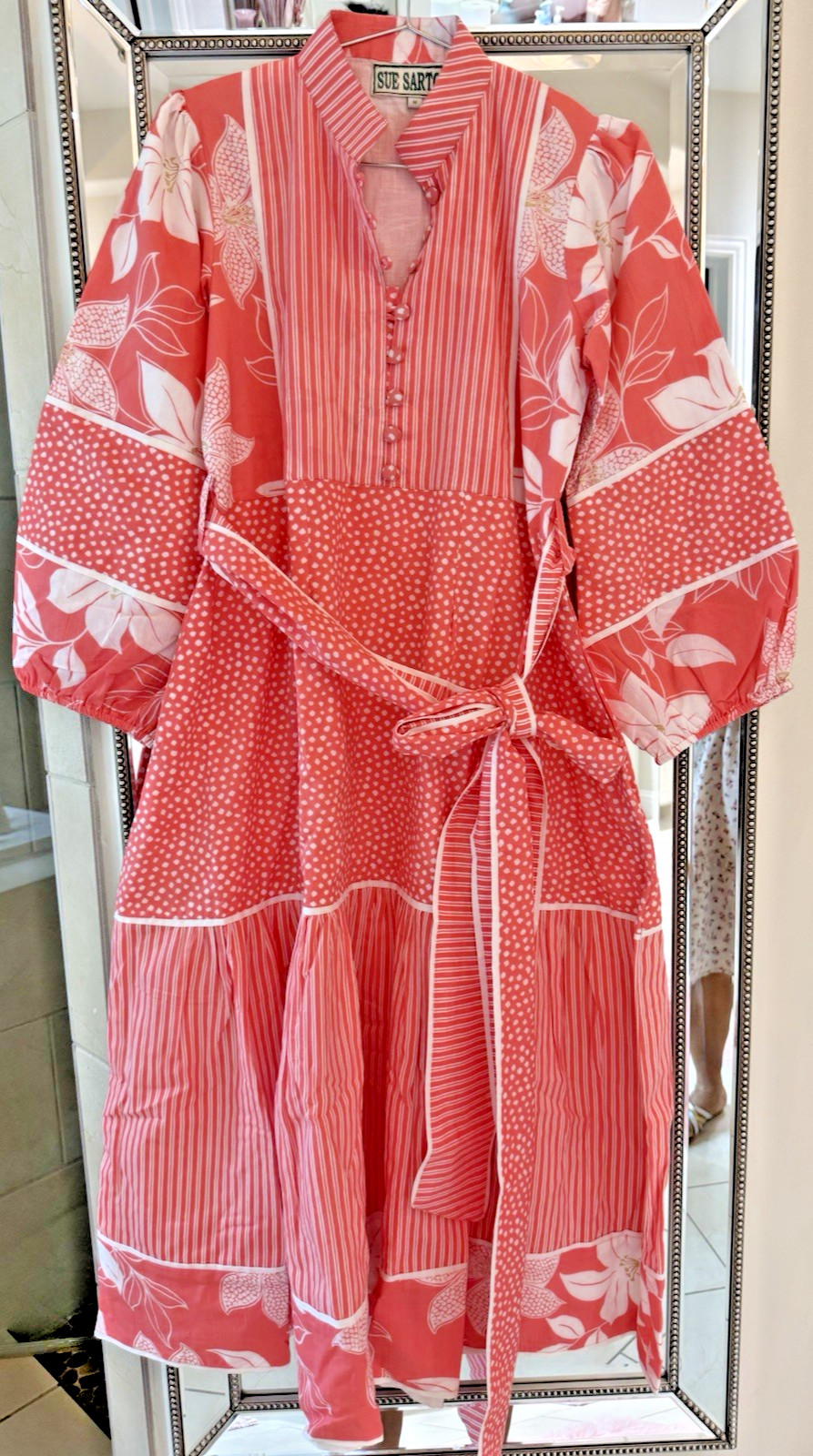 Brand new tuckernuck Sue Sartor pink & white contrast print Dress