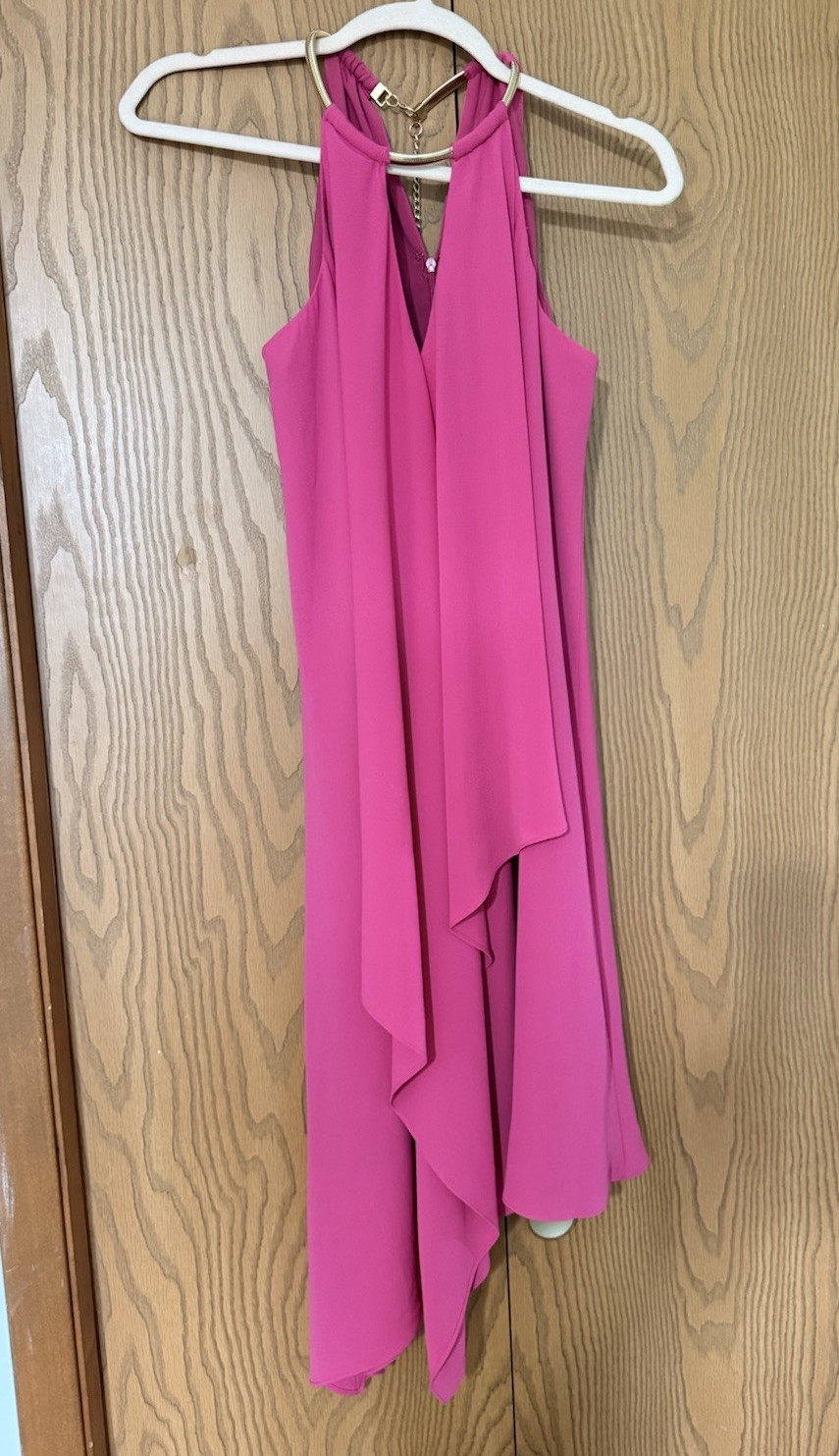 Kensie Pink Halter Neck Wide-Leg Dress Chain Accent Sleeveless Size 8
