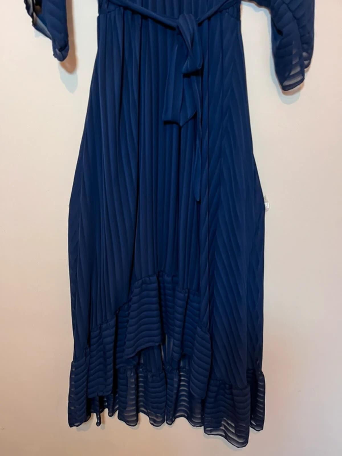Made in Italy Navy Blue Wrap Viscose Maxi Dress – One Size