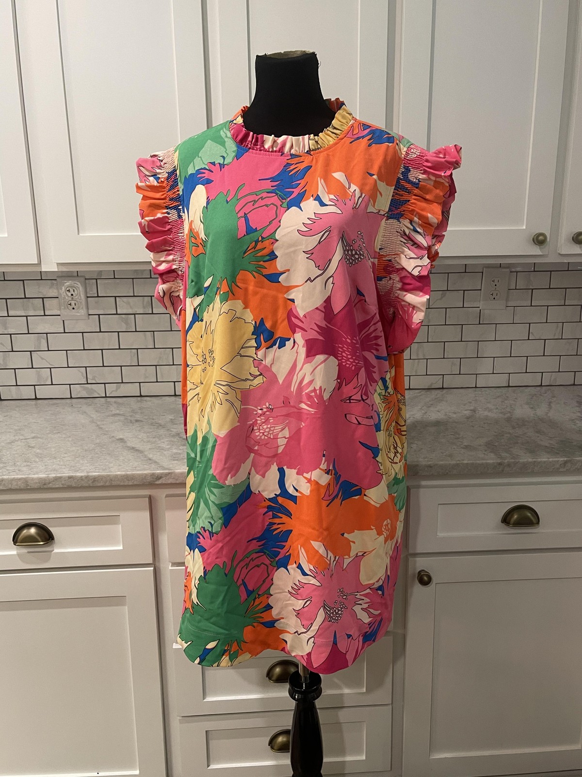 Jodifl Dress Womens 2X Pink Go The Extra Mile Cap Sleeve Ruffle Boho Party