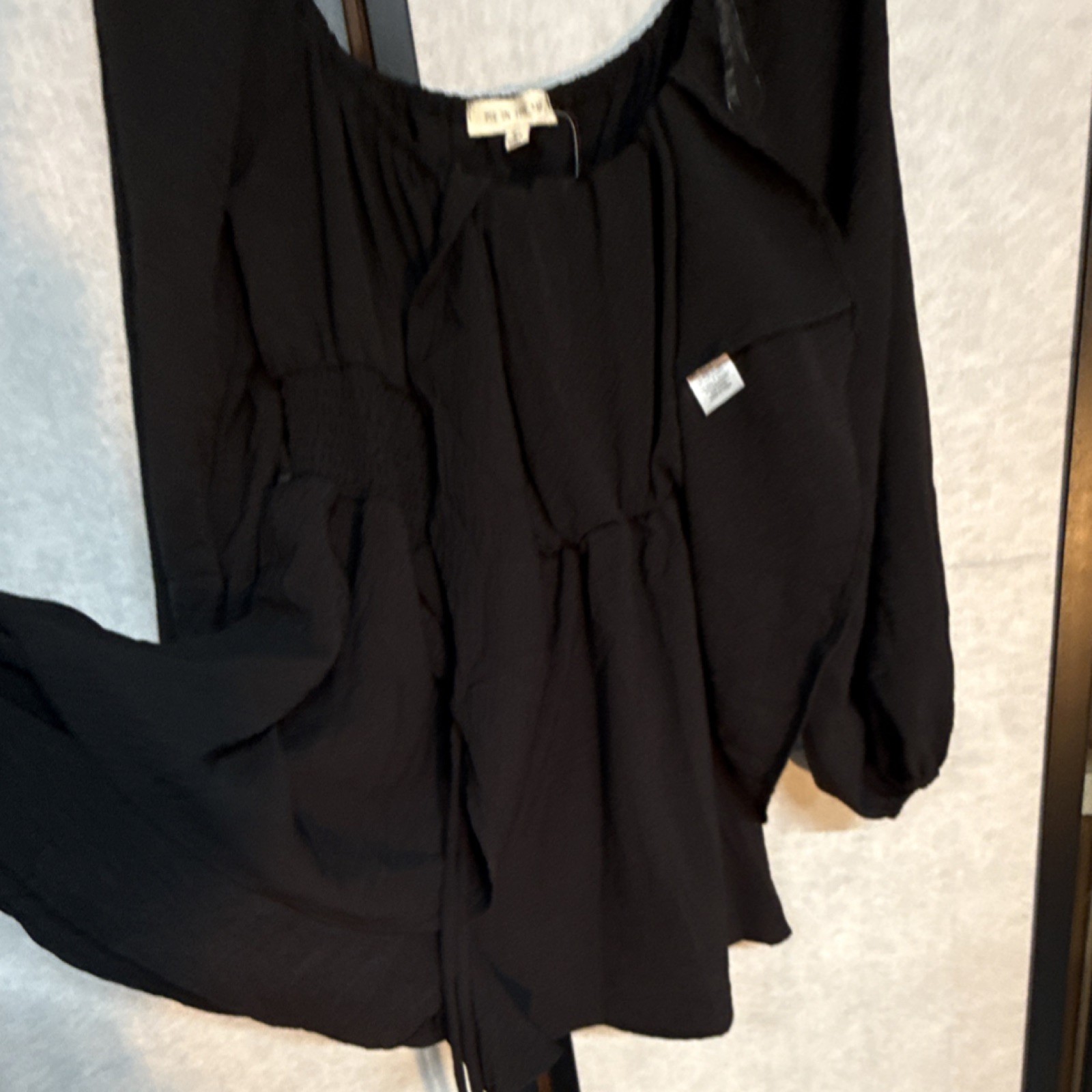 Pie in the Sky Black Long Balloon Sleeve Square Neck Fit & Flare Mini jumper M