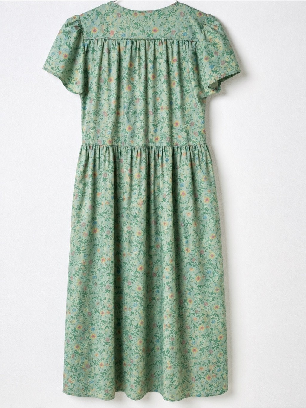 Christy Dawn Augusta Midi Wrap Dress XS Green Floral Organic Cotton