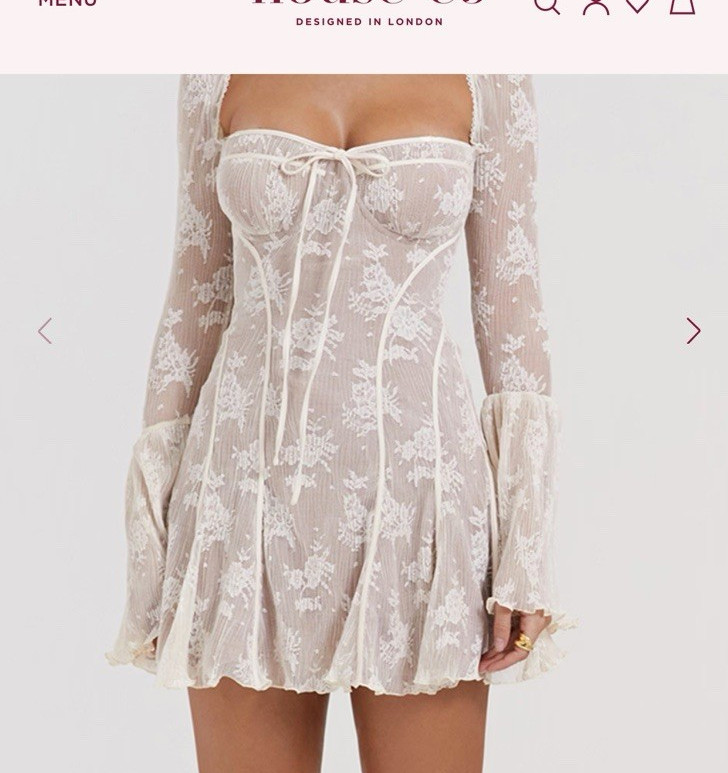 House of CB Analissa Cream Floral Lace Corset Mini Dress Sweetheart XS