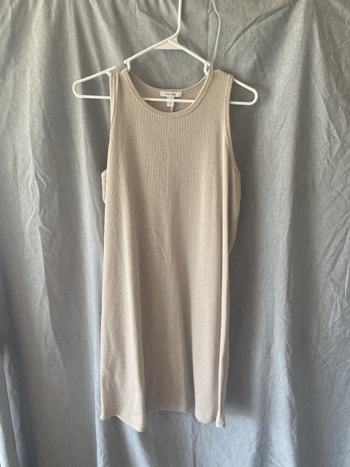 None West Sleeveless Ribbed Beige Dress