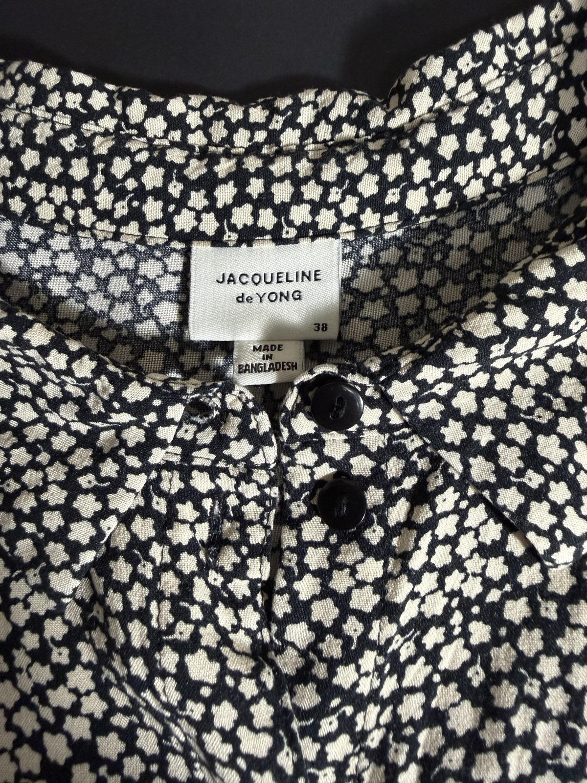 Jacqueline De Yong Dress Womens 8 Black Floral Maxi Shirt Dress Belted Viscose