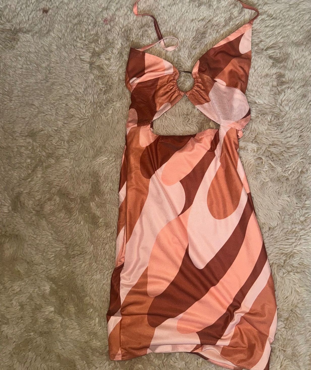 Princess Polly Brown Pink Cut Out Bodycon Mini Dress Size 2 Y2K Party