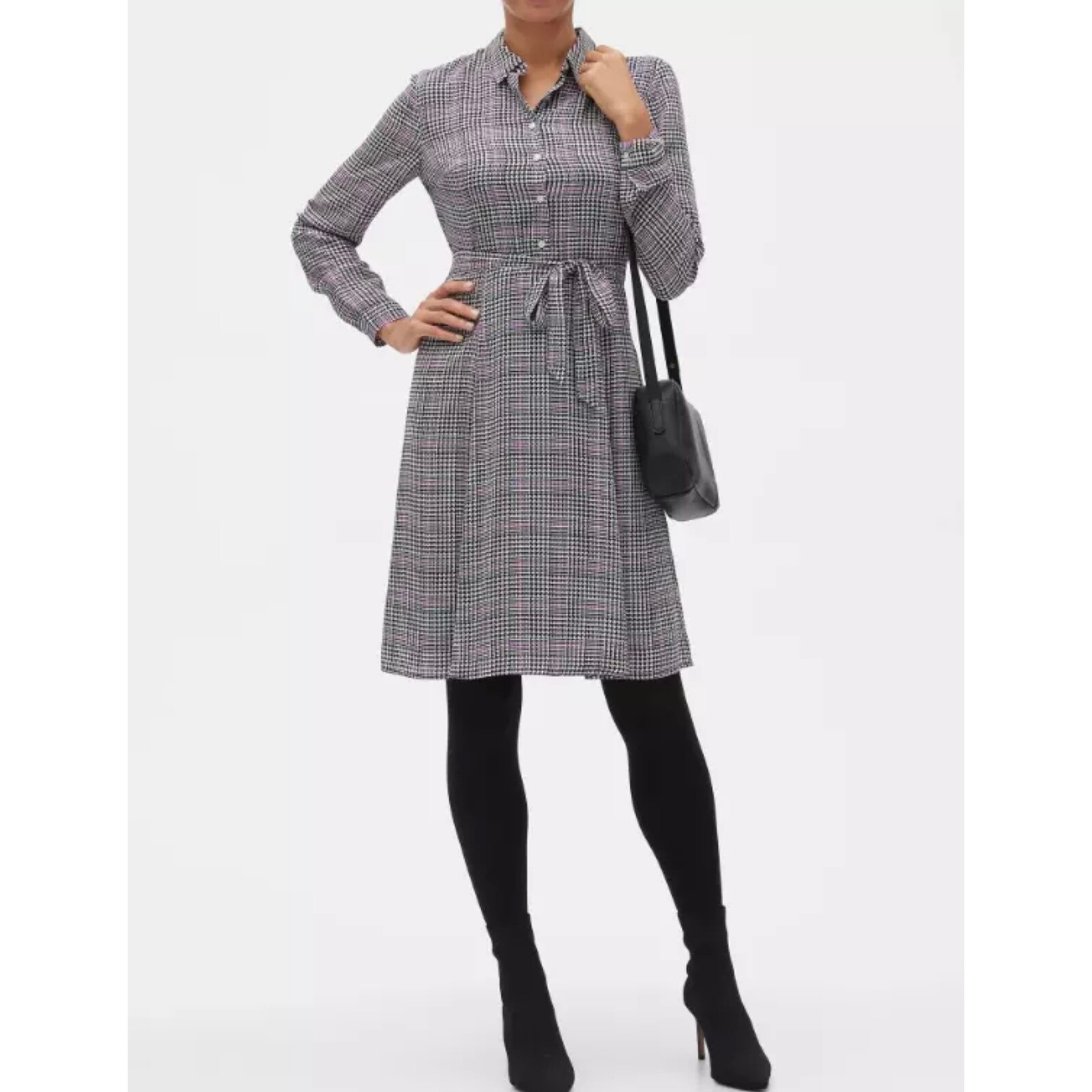 Banana Republic Plaid Shirt Dress Career Casual Workwear Petite 10