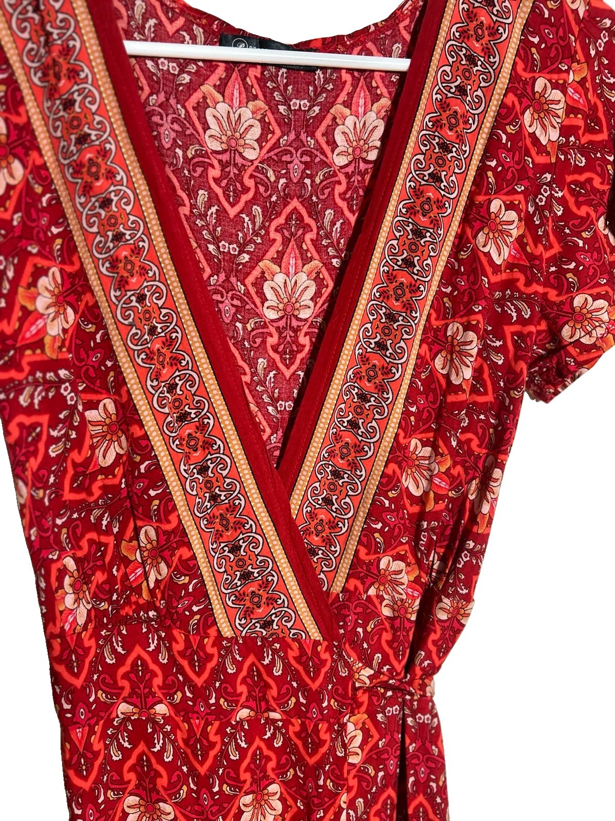 Pretty Garden Maxi Wrap Dress Border Print Small