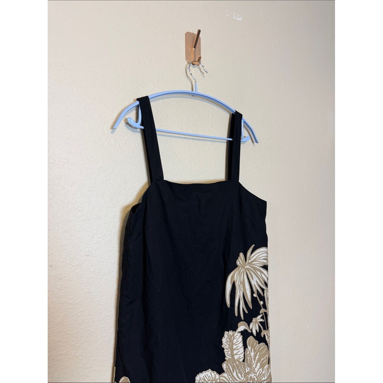 Banana Republic Embroidered Mini Shift Dress Black Tan Size Medium Petite NWT
