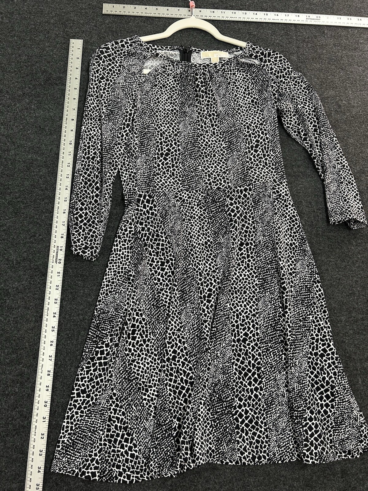 #84 Michael Kors Black/White Animal Print w/Cutouts Dress in size XS