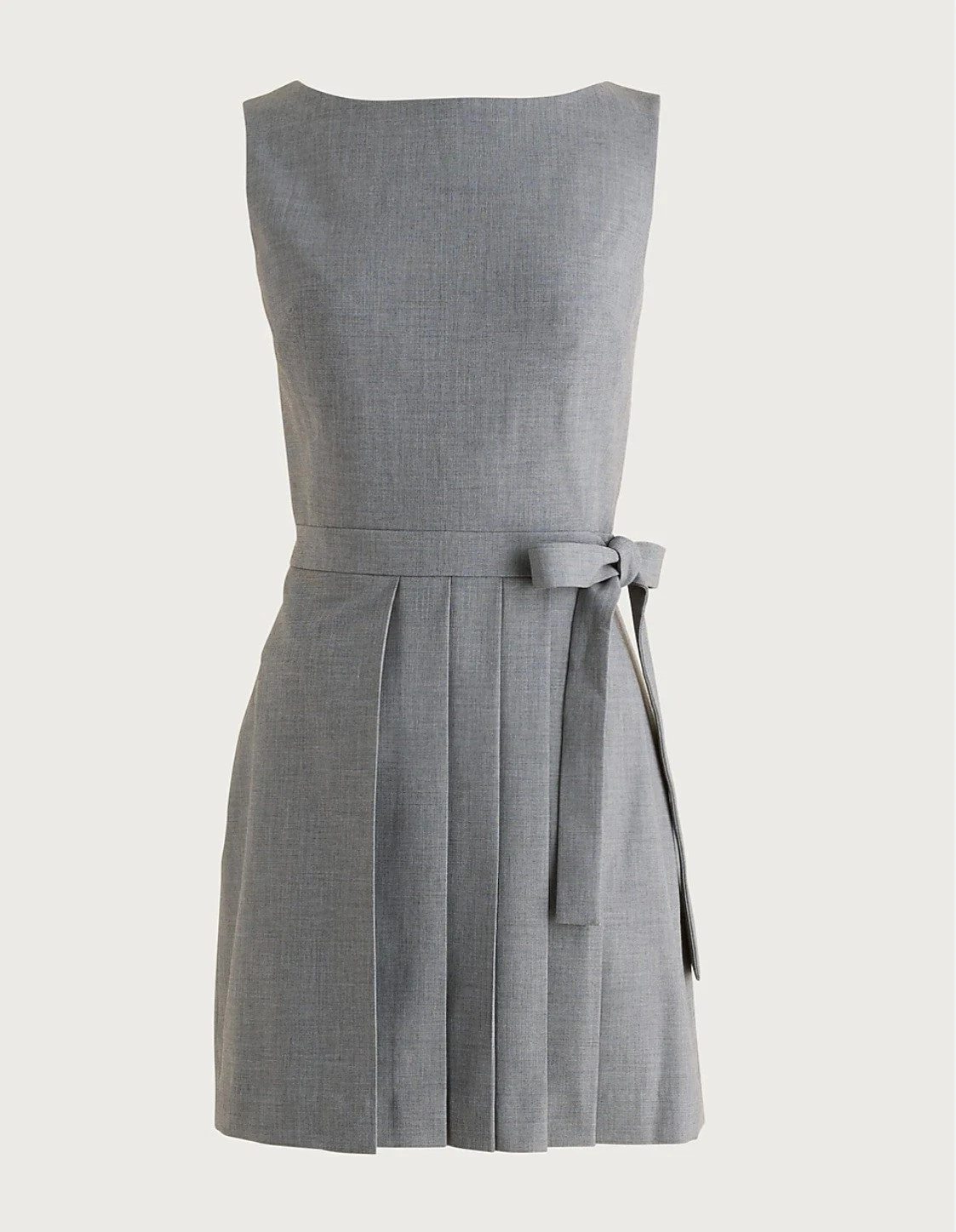 J.CREW PLEATED MINI DRESS WITH TIE DETAIL SIZE 4 GREY CS924