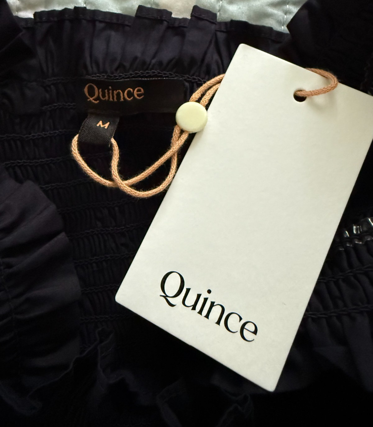 Quince Organic Cotton Poplin Smocked Midi Dress Sundress Tiered Ruffle Black M