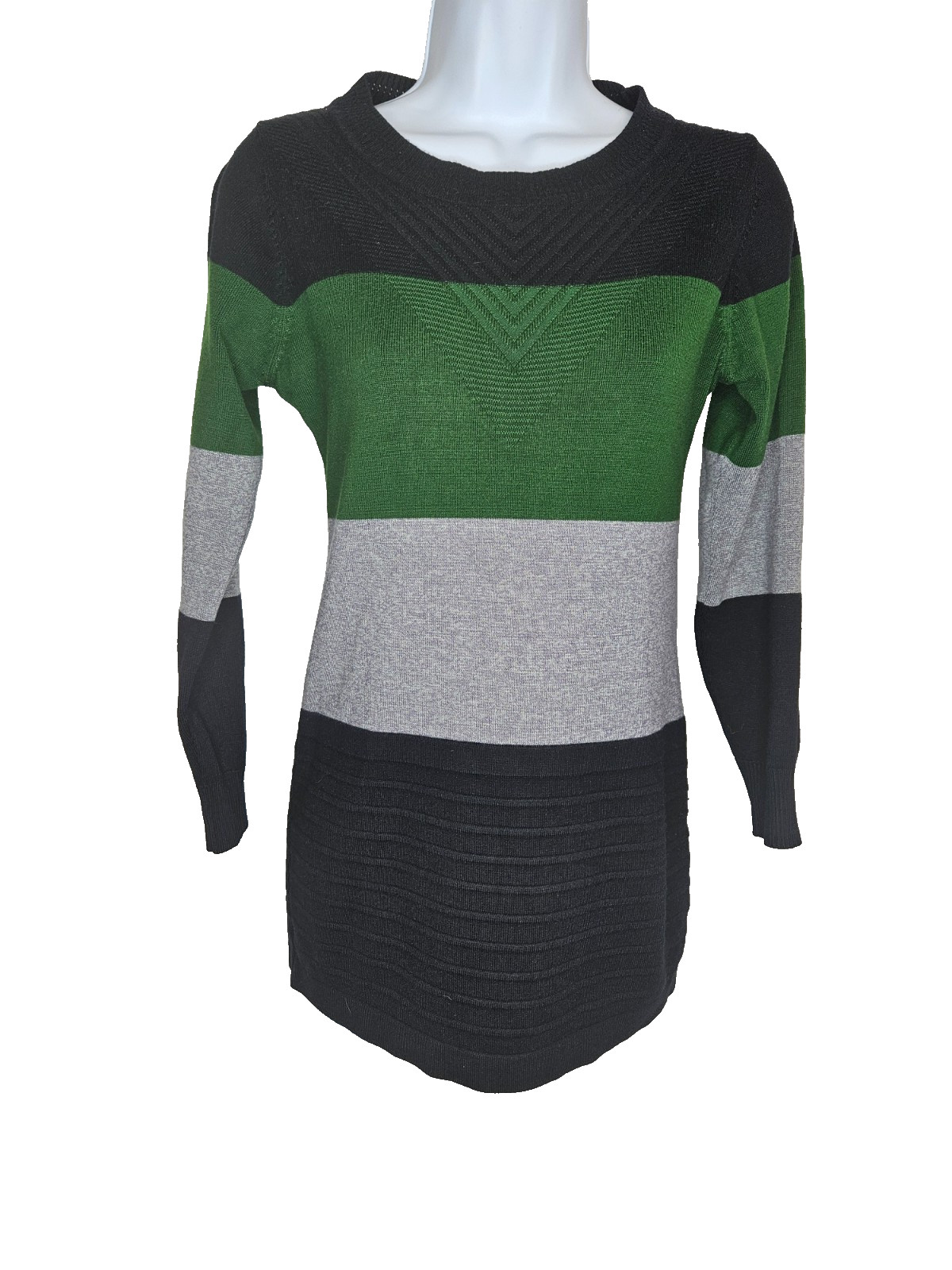 Heng Yuan Xiang Colorblock Sweater Dress 110 Green Gray Black Knit Beijing 2008