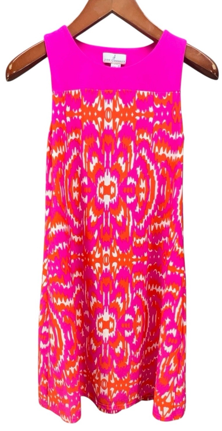 jude connally dress XS Colorblock Pink/orange Shift Sleeveless Molly Pockets