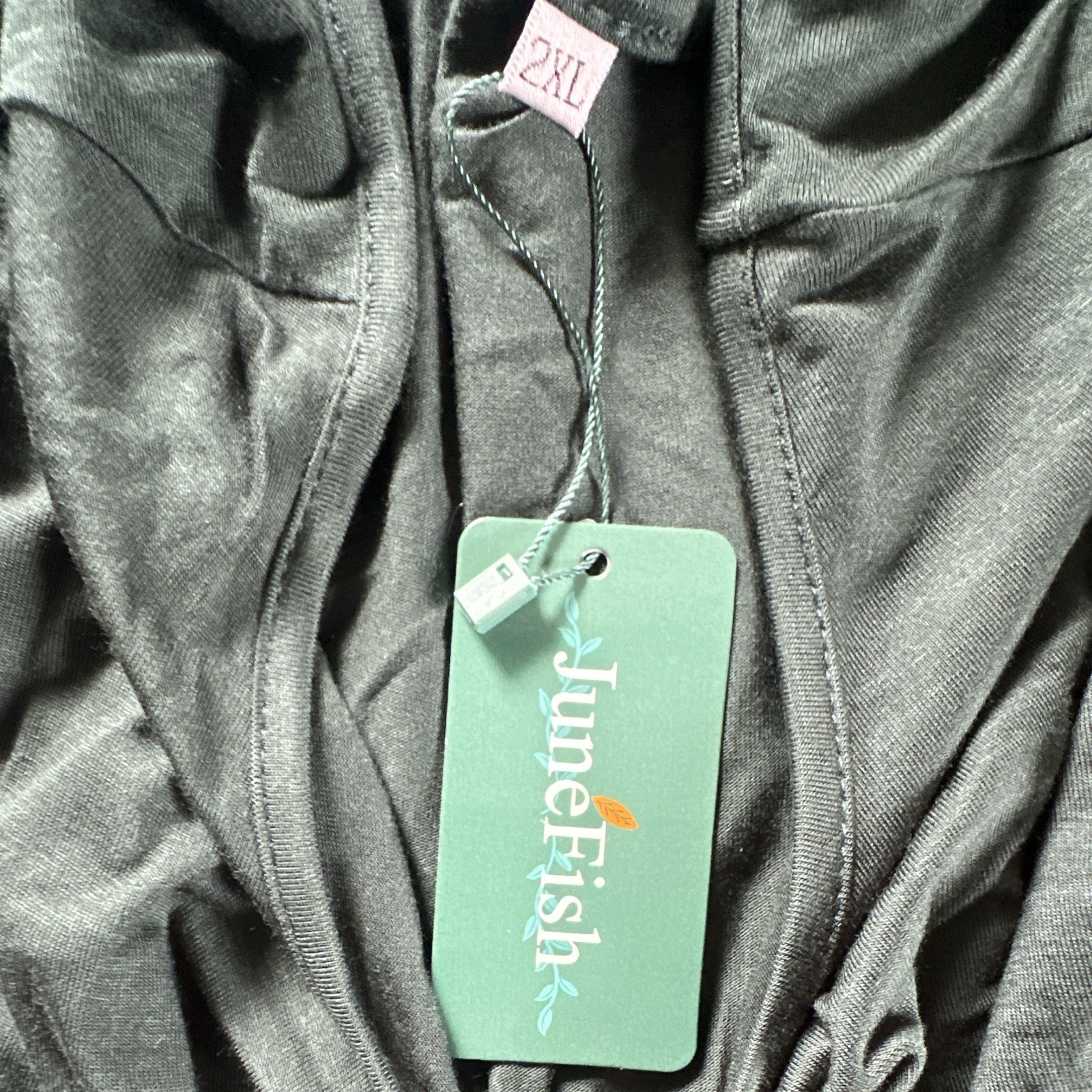 DuneRish Women’s Green Solid Round Neck Ruffle Sleeve Fit & Flare Dress 2XL