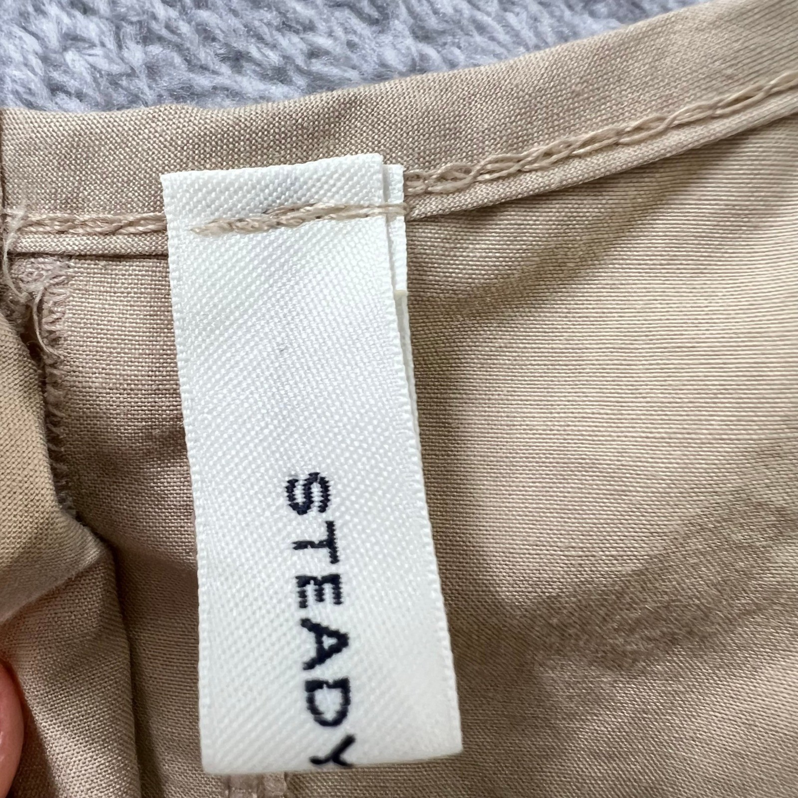 Korean Fashion Steady Seller Beige Button Back Midi Dress Sleeveless Pocket
